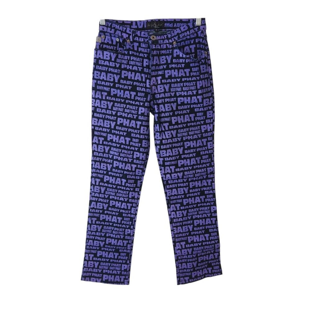 Vintage Y2K‎ Baby Phat Jeans All Over Print Stretch Black Purple Unique Womens 7